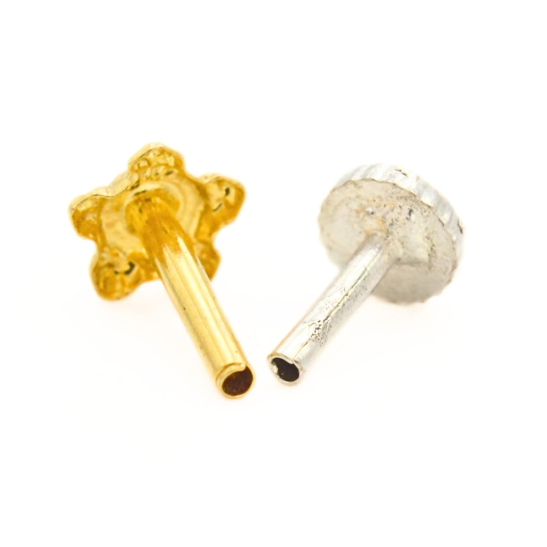 18K Real Gold Tortoise Push Pin Nose Stud
