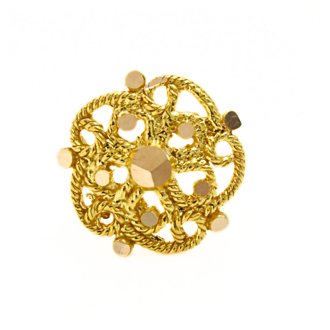 18K Real Gold Filigree Plaster Push Pin Nose Stud