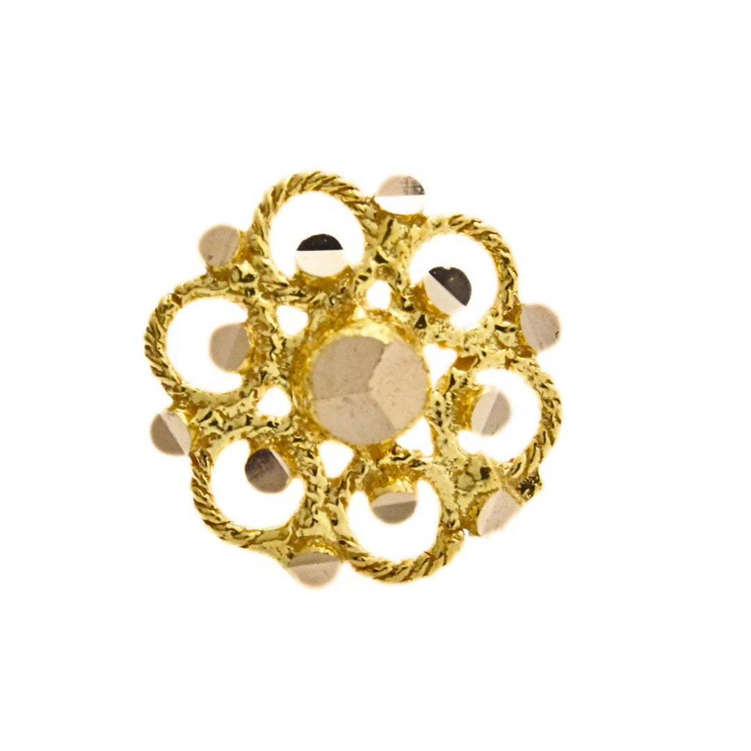 18K Real Gold Floral Threadless Push Pin Nose Stud