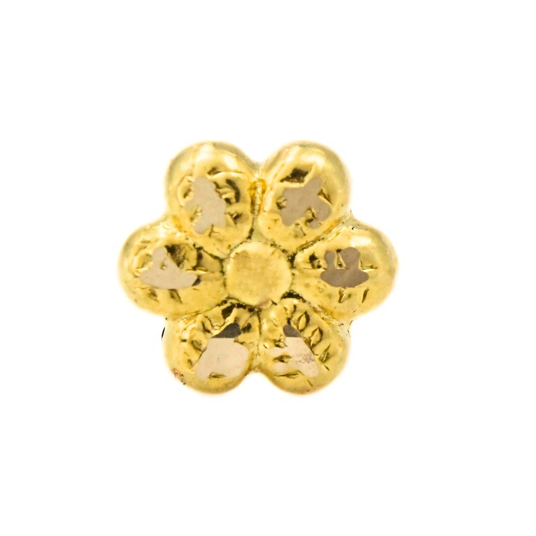 Daily Wear Small Floral 18K Real Gold Push Pin Nose Stud