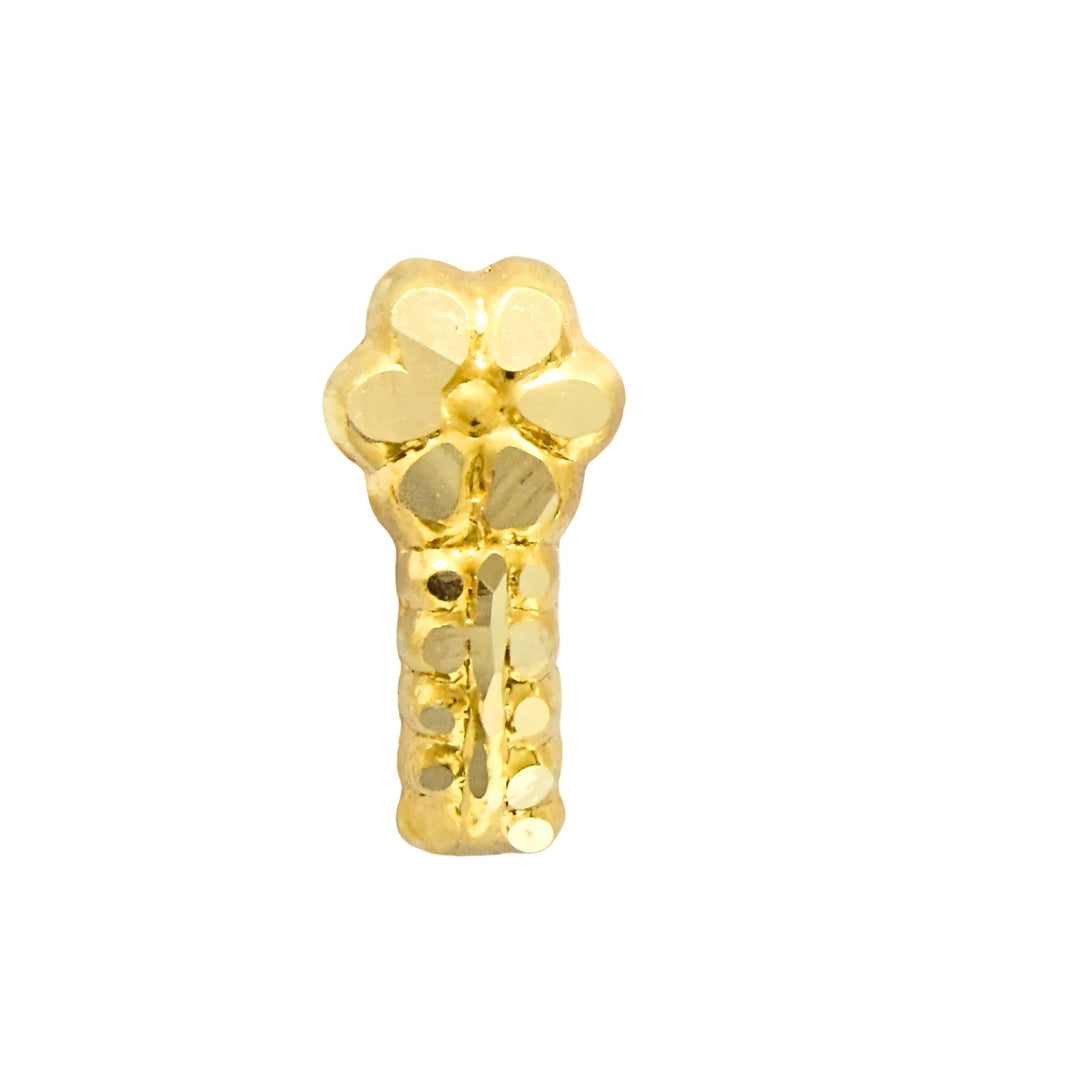 Indian-style Vertical Flower 18K Real Gold Push Pin Nose Stud