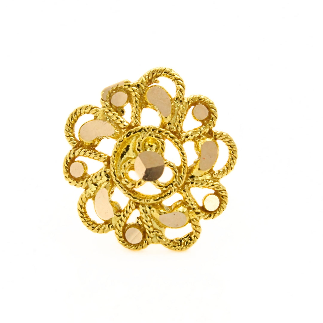 18K Real Gold Sunflower Pattern Push Pin Nose Stud
