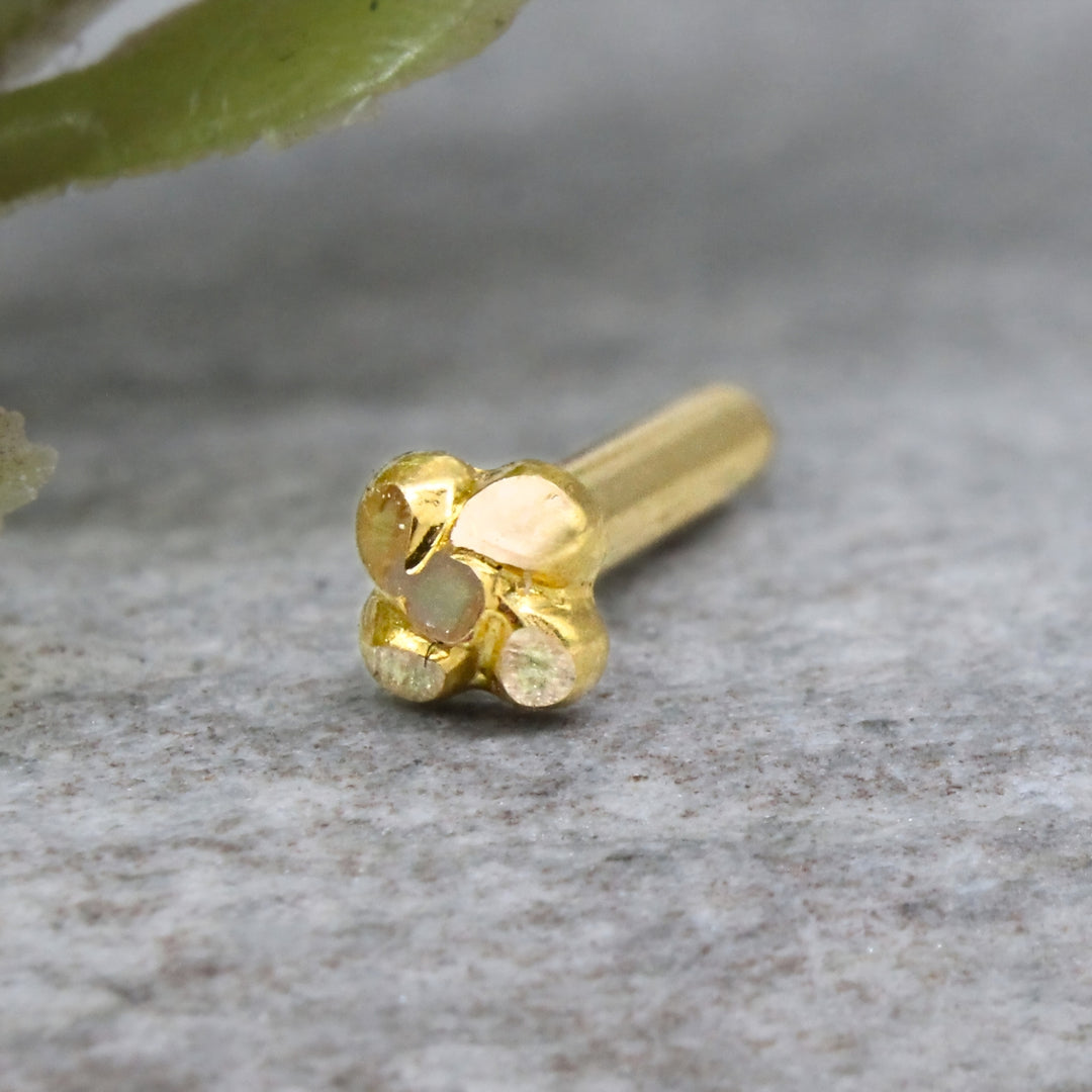 Minimalist 18K Real Gold Push Pin Nose Stud