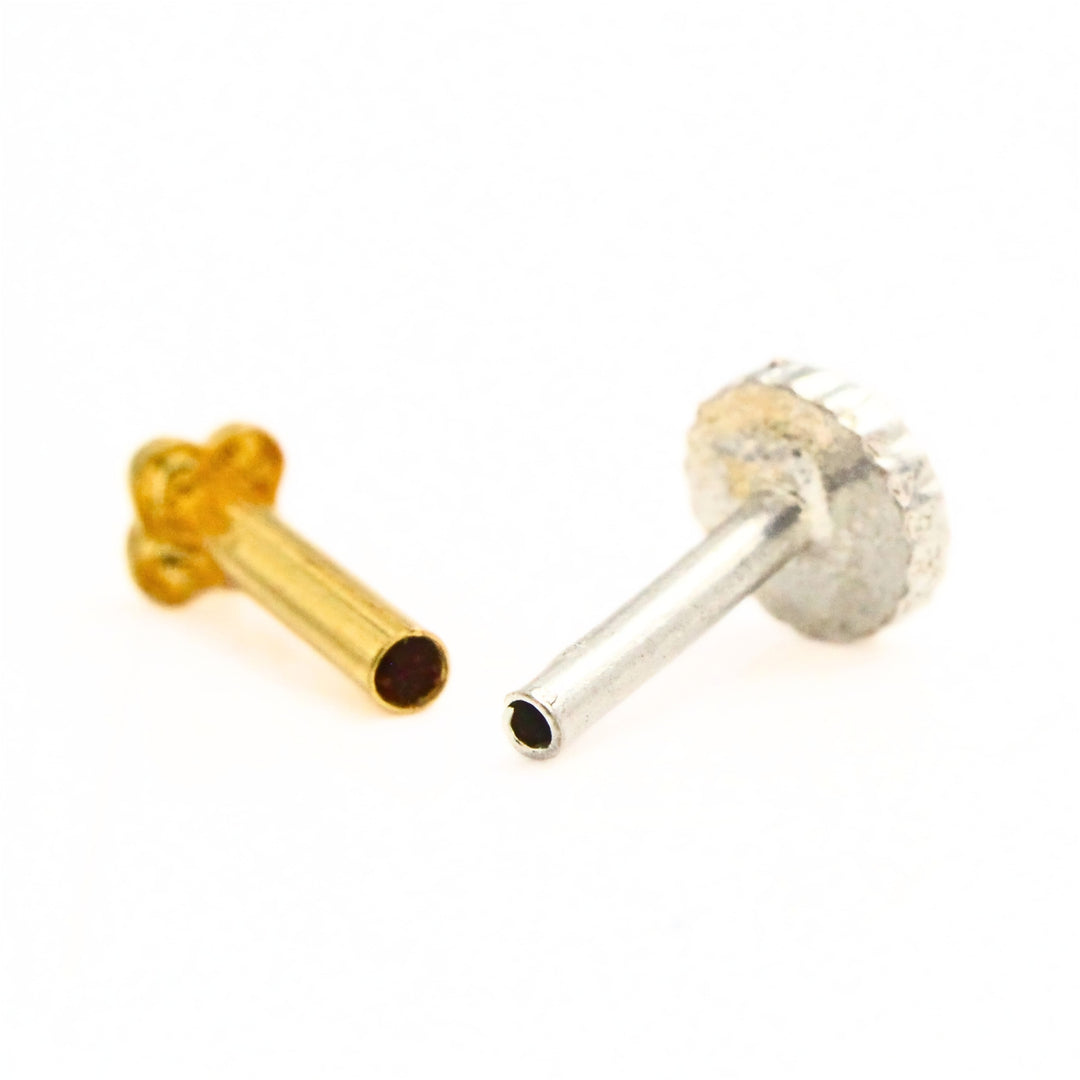 Minimalist 18K Real Gold Push Pin Nose Stud
