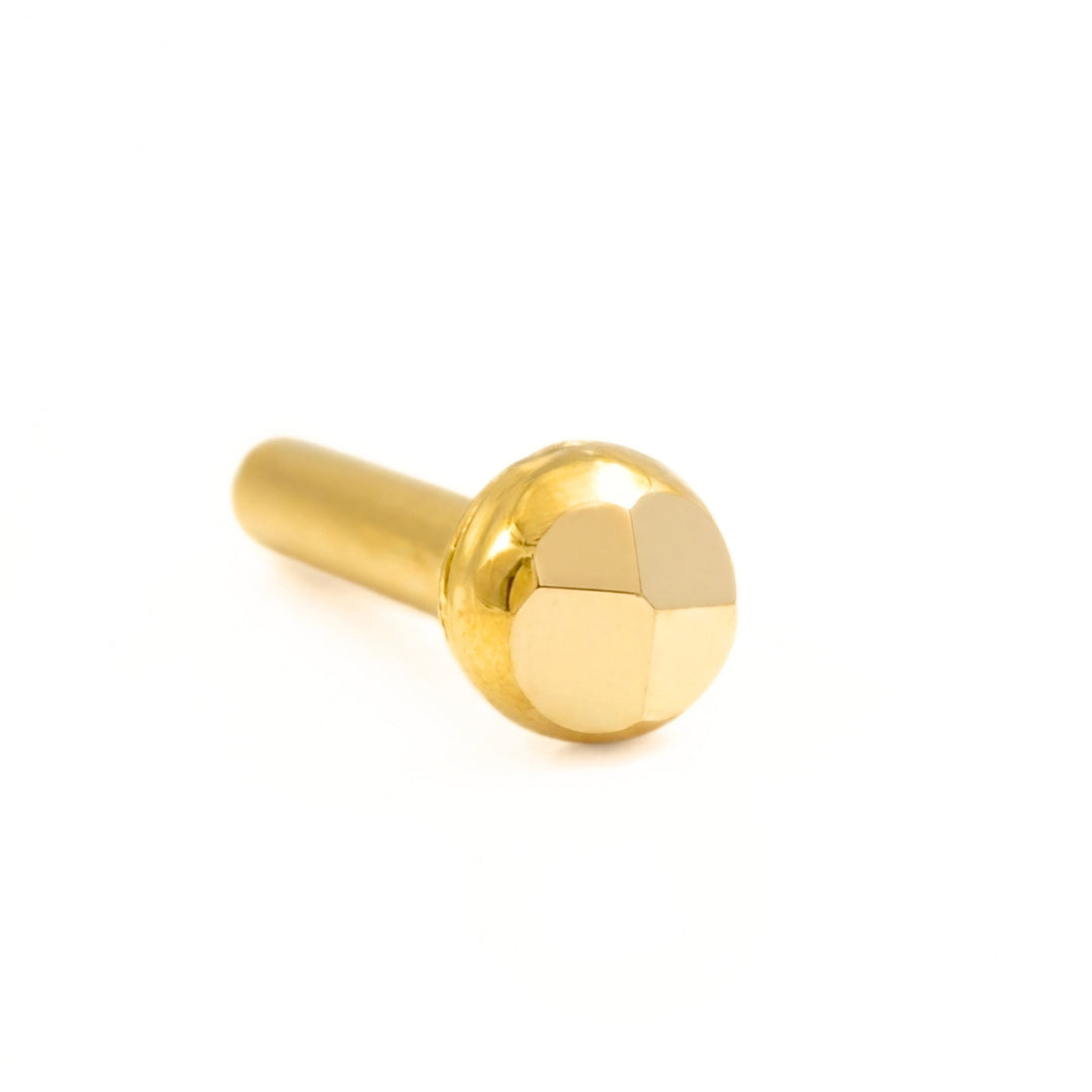 18K Real Gold Faceted Diamond-Cut Ball Push Pin Nose Stud