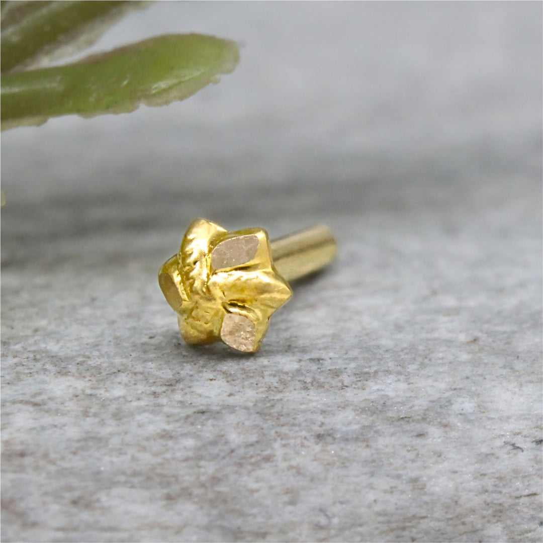 18K Real Gold Star-shaped Push Pin Nose Piercing