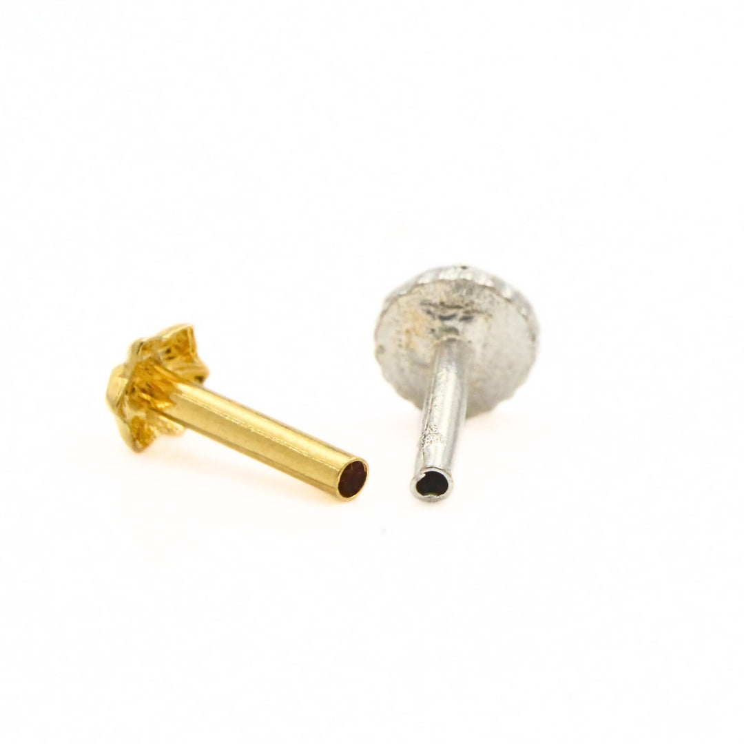 18K Real Gold Star-shaped Push Pin Nose Piercing
