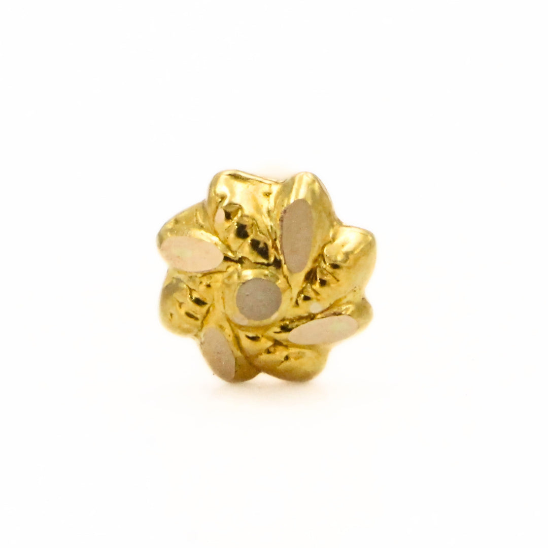 18K Real Gold Swirl-like Floral Push Pin Nose Piercing