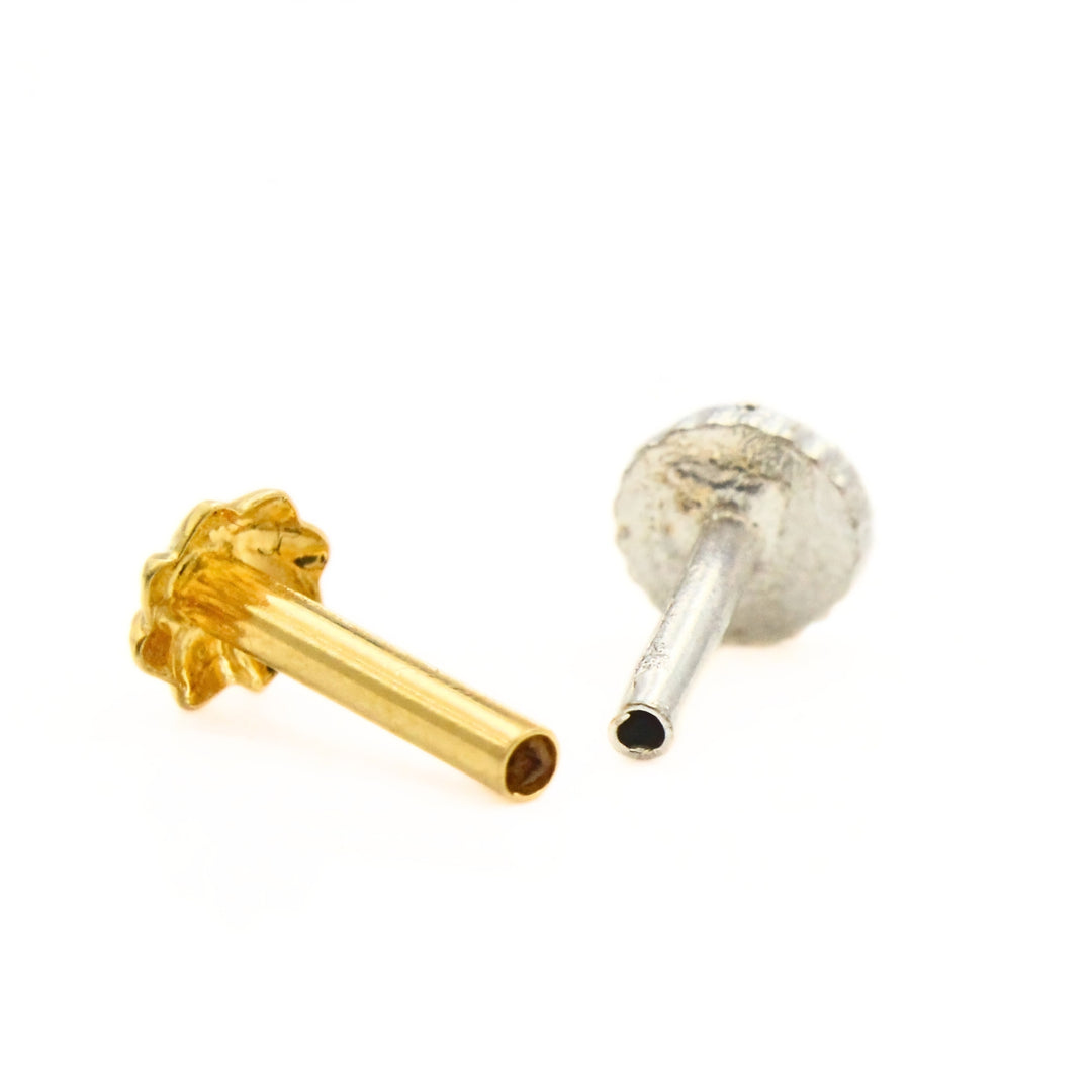 18K Real Gold Swirl-like Floral Push Pin Nose Piercing