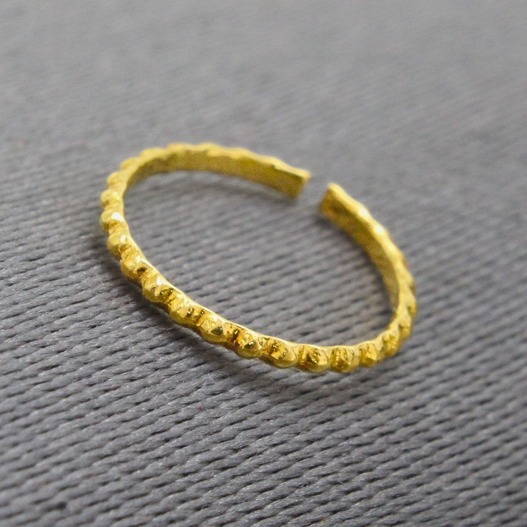 18K Real Gold Molten Textured Adjustable Nose Ring