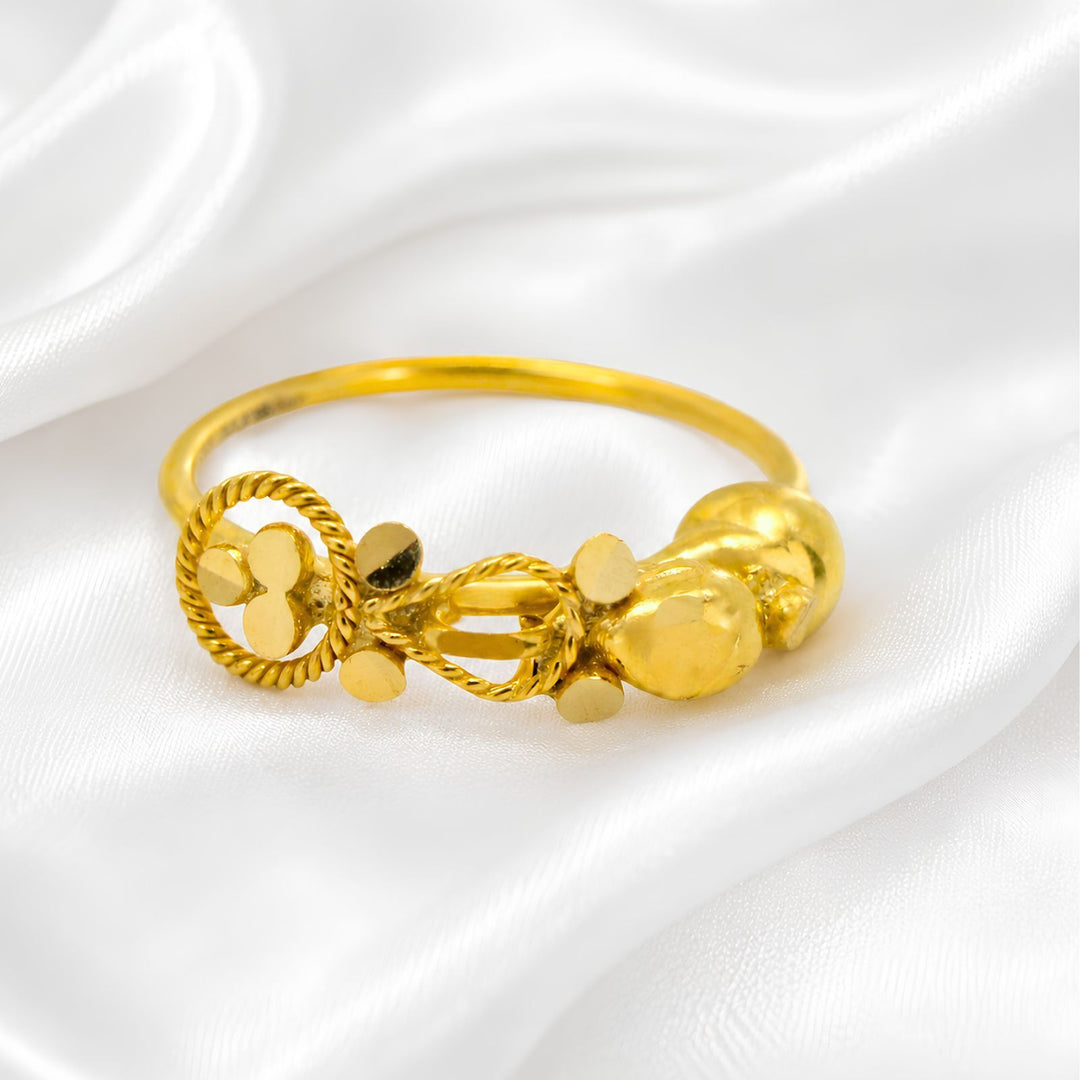 18K Real Gold Indian Traditional Vertical Flower Motif Hoop Nose Ring
