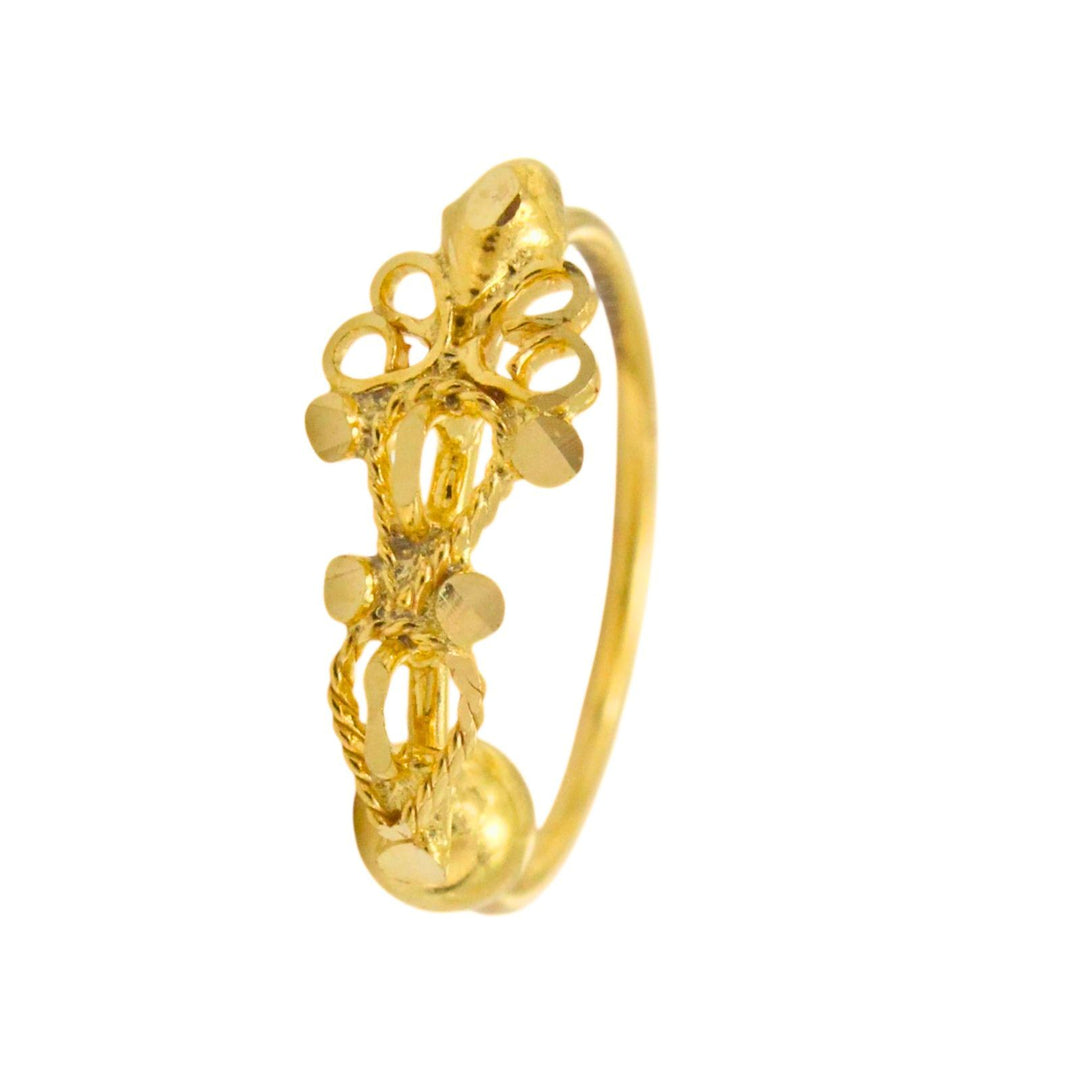 18K Real Gold Graceful Heritage Vertical design Nose Ring