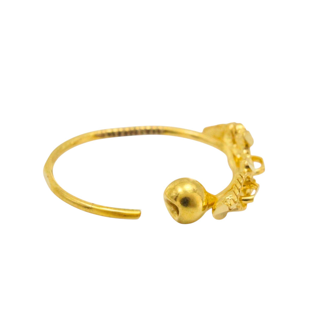 18K Real Gold Graceful Heritage Vertical design Nose Ring