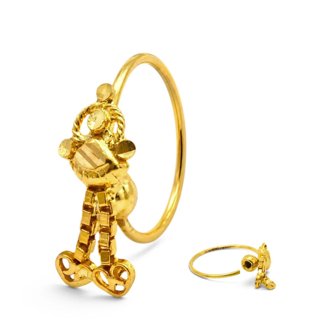 18K Real Gold Traditional Hanging Nose Ring – 22g