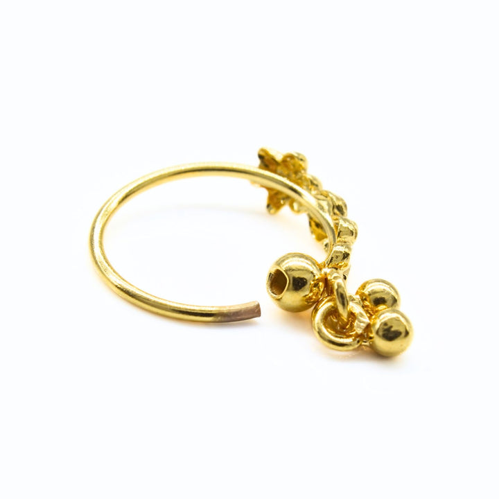 Real Gold piercings Nose Ring in Ball Hoop  Style