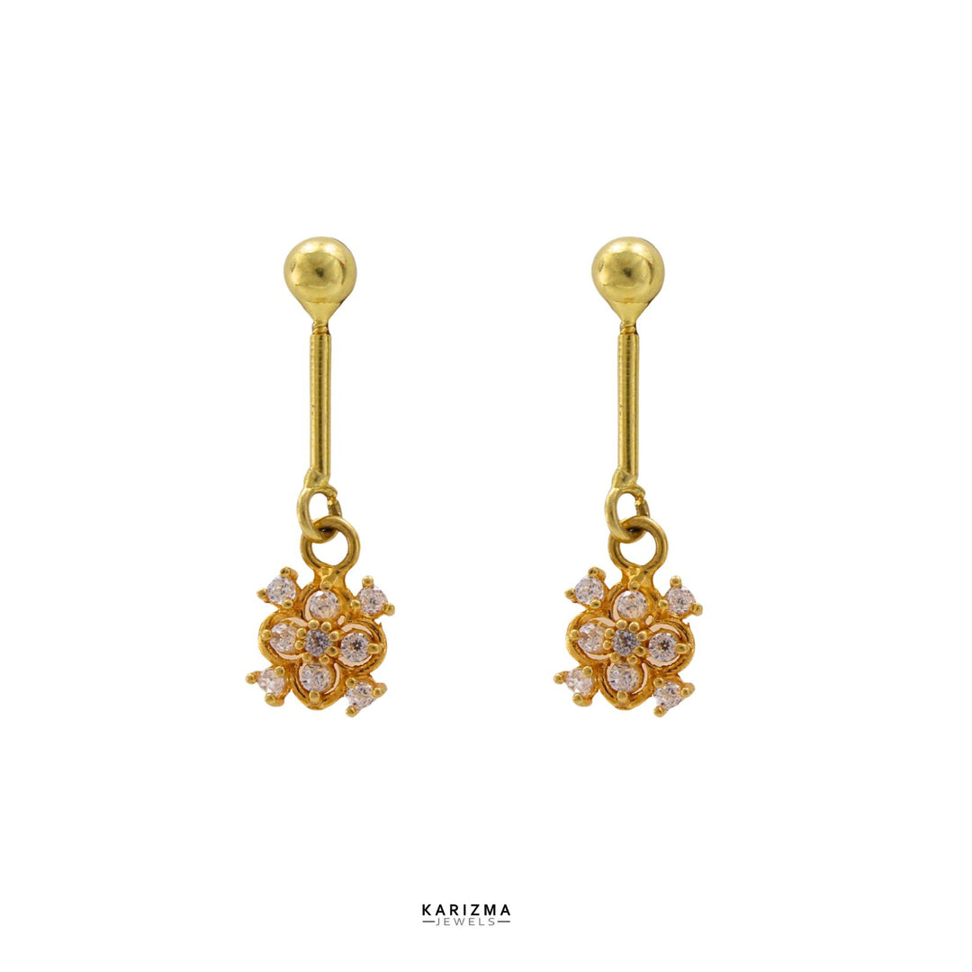 Ethnic Indian 18k Real Gold Bugadi Drops & Danglers CZ Earrings for Women and Girls