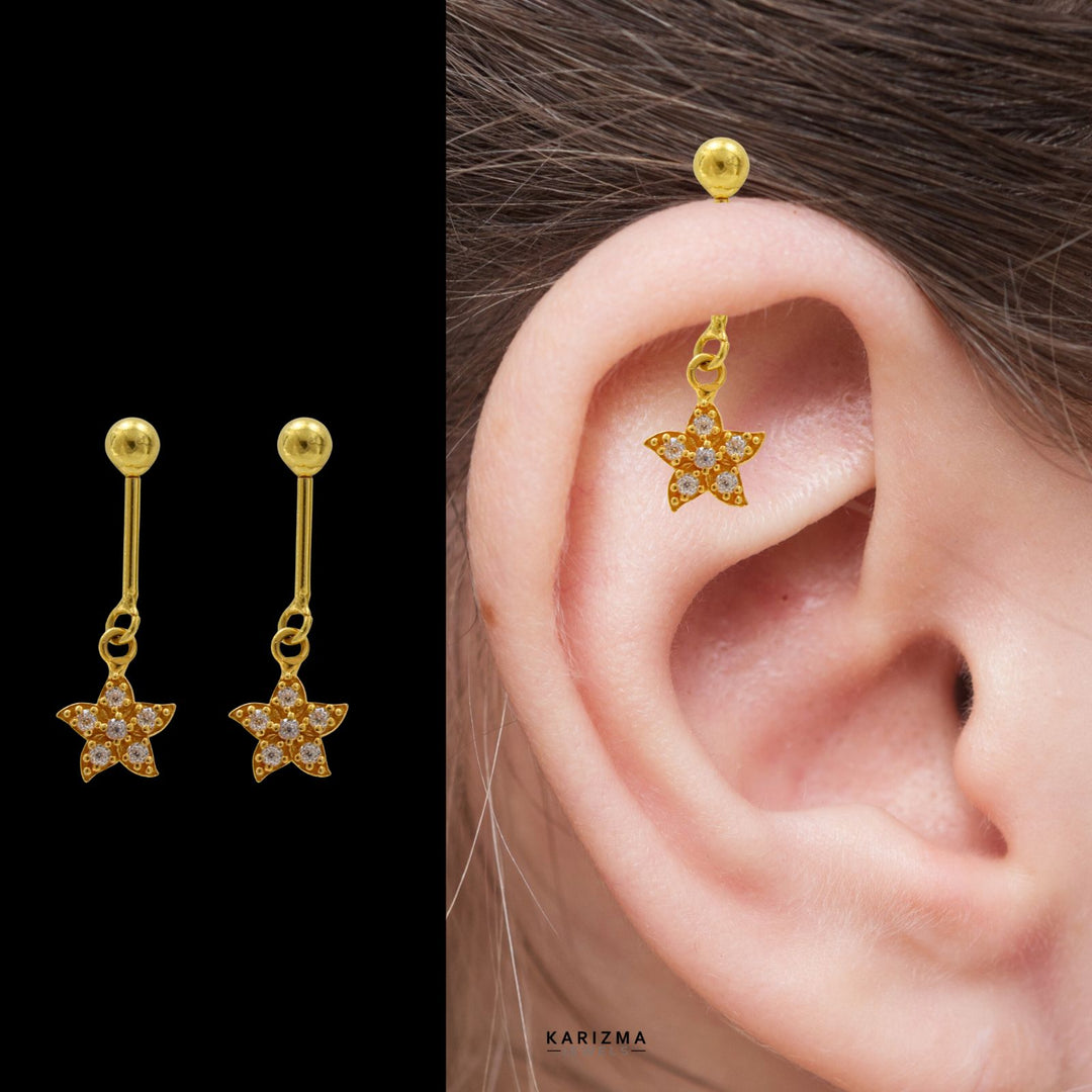 18k Real Gold Bugadi Drops Danglers CZ Earring for Women and Girls
