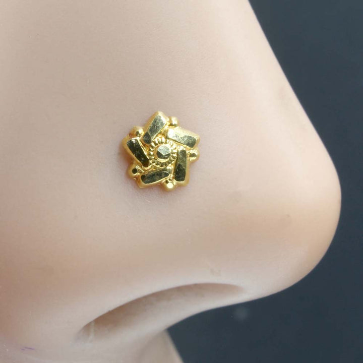 Floral Shape Real Gold Nose Stud in 14k 