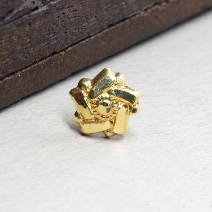 Handmade Real Gold Piercing Nose Stud for Daily wear 