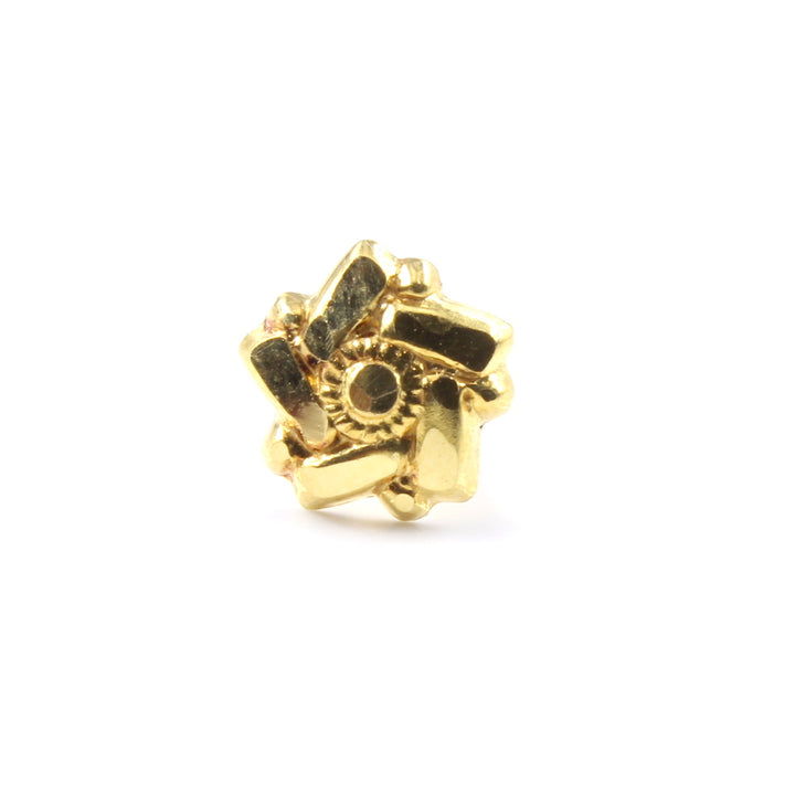 Flower Shape Real Gold Piercing Nose Stud in 14k 