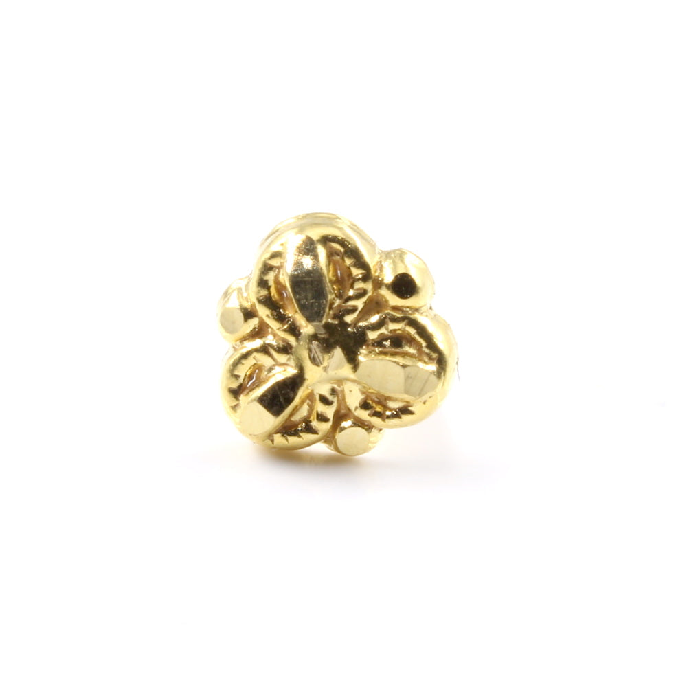 Asian Floral Style 18K Real Gold Women Nose stud nose ring Push Pin