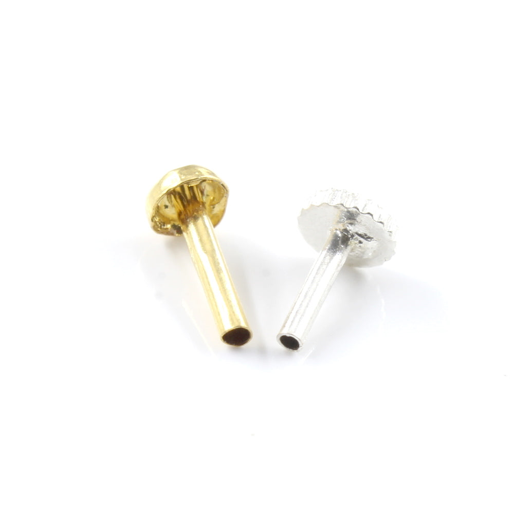 Real Gold Piercing Nose Stud with push pin 