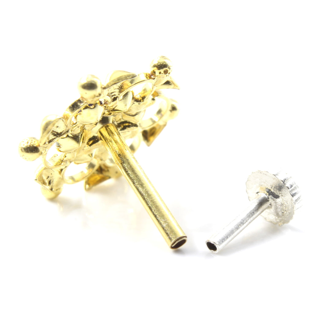 Cute Real Sterling Silver Multi CZ Women Nose Stud Push Pin