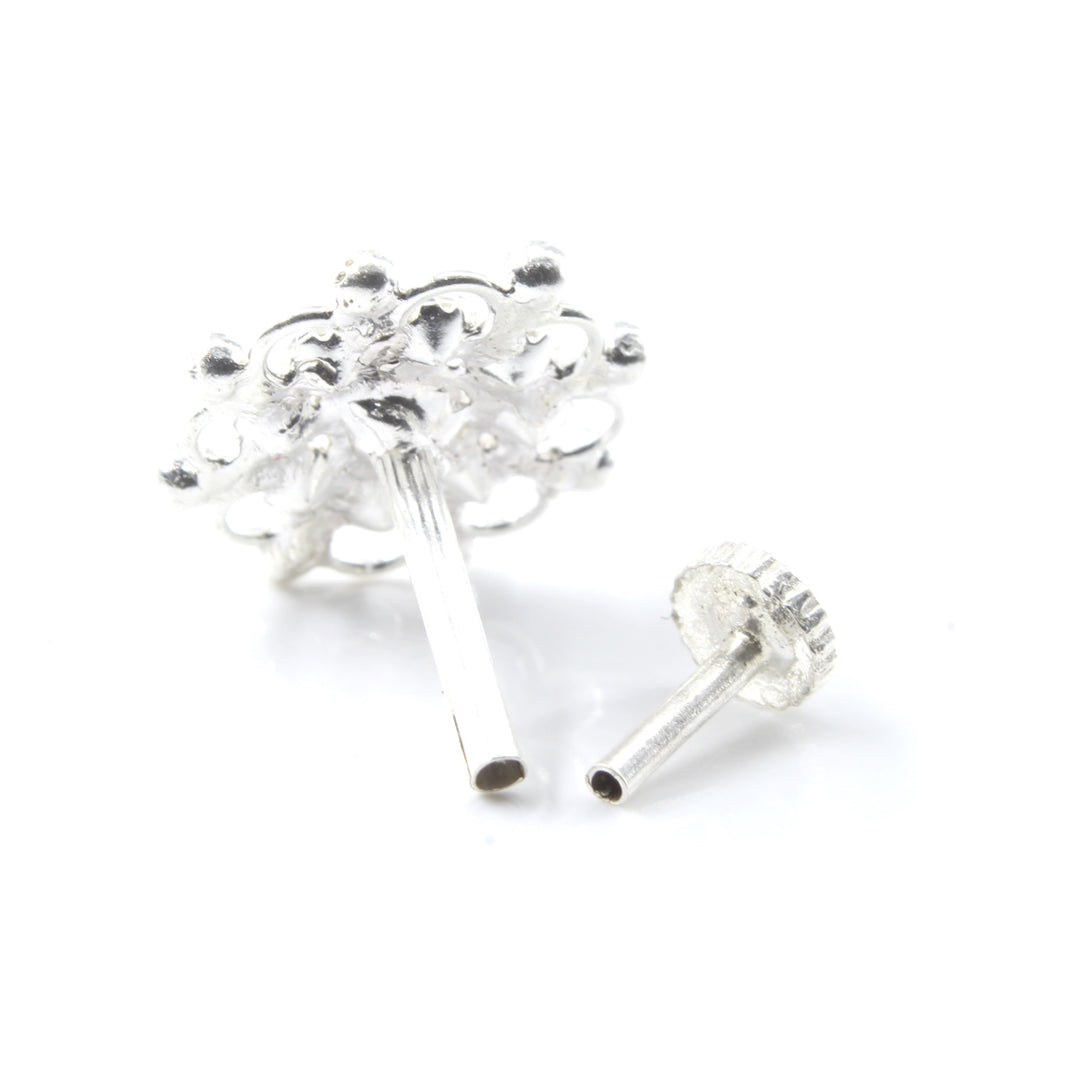 Medusa Real Sterling Silver CZ Women Nose Stud Push Pin