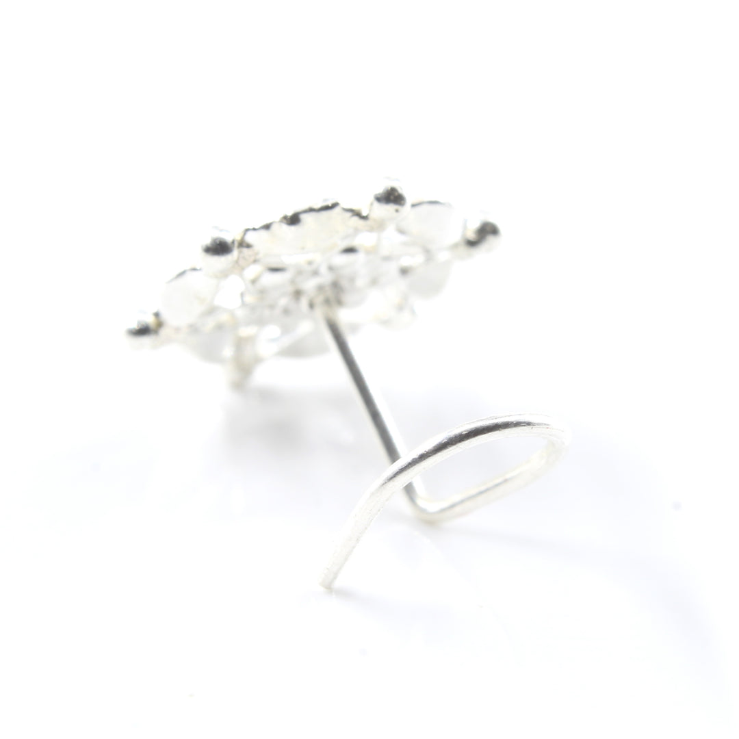 Real Sterling Silver CZ Women wedding Nose Stud Twisted nose ring 22g