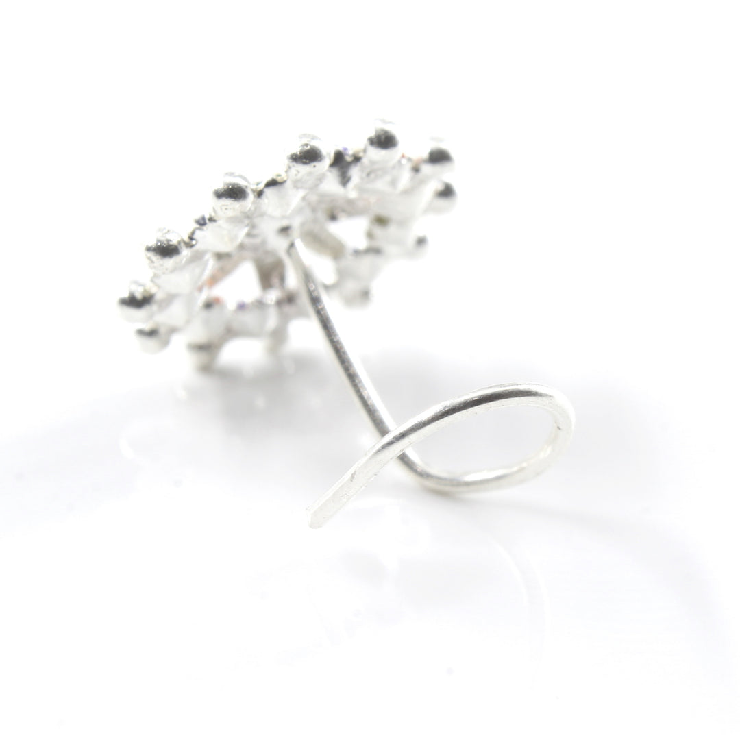 Traditional Sterling Silver Multi CZ Women Twisted nose stud nose ring 22g