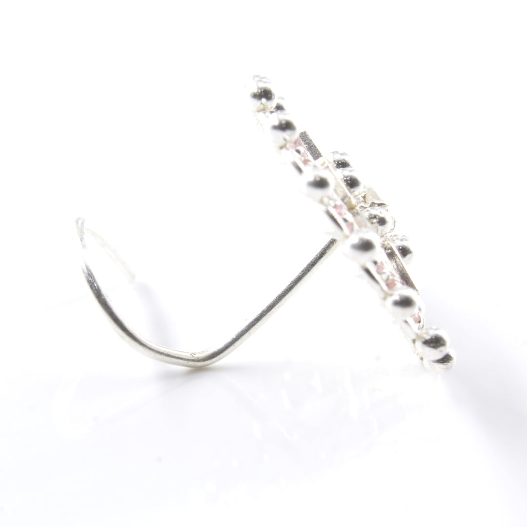 Real Sterling Silver CZ Women brides collection Twisted nose ring 22g