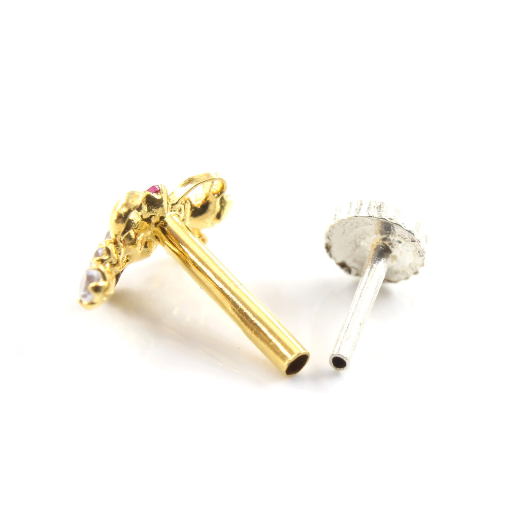 Classic Real Gold Nose stud with Push Pin