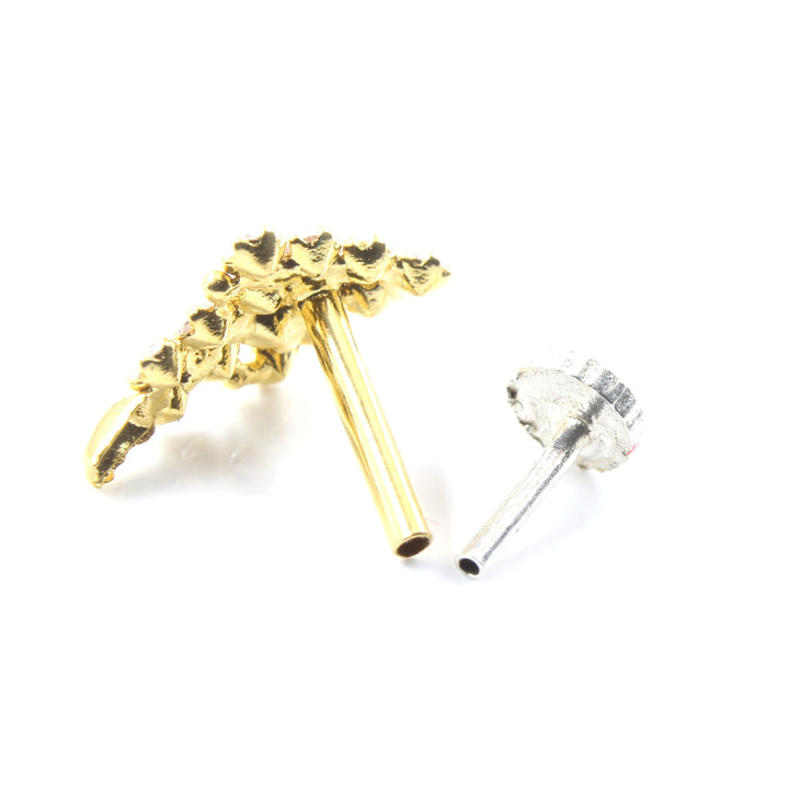 Real Gold Nose stud for women with push pin 