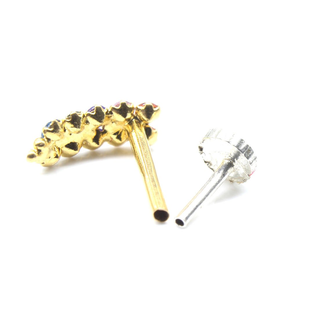 Real Gold Nose stud for women with push pin 