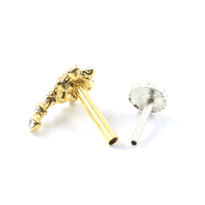 Real Gold Nose stud for women with push pin 
