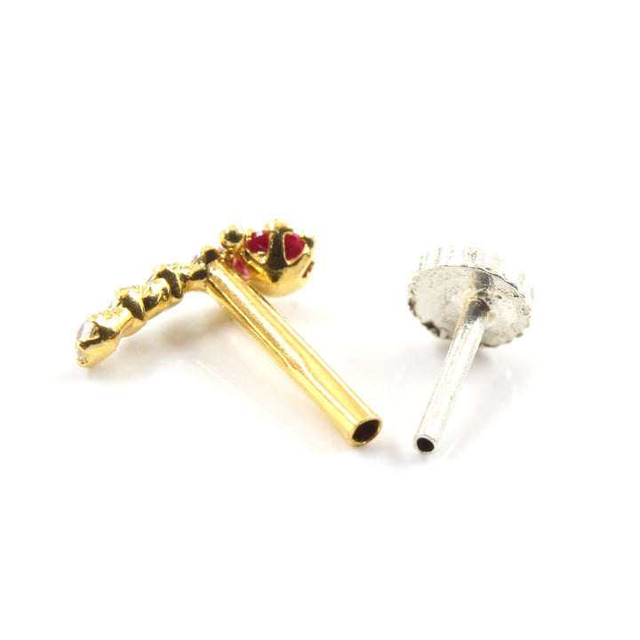 Real Gold Nose stud for women with push pin