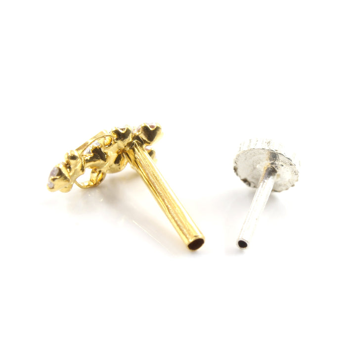 Real Gold Nose stud for women with push pin 