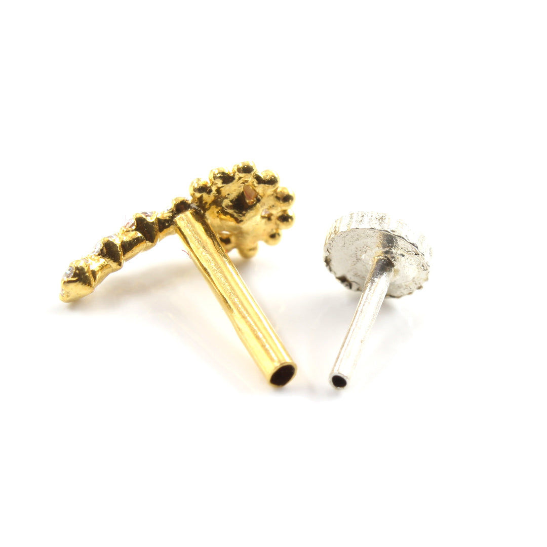 Real Gold Nose stud for women with push pin 
