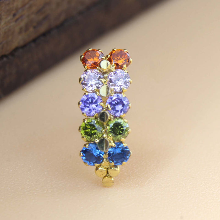 Gold Nose stud with Sparkling  Multi-color stones 