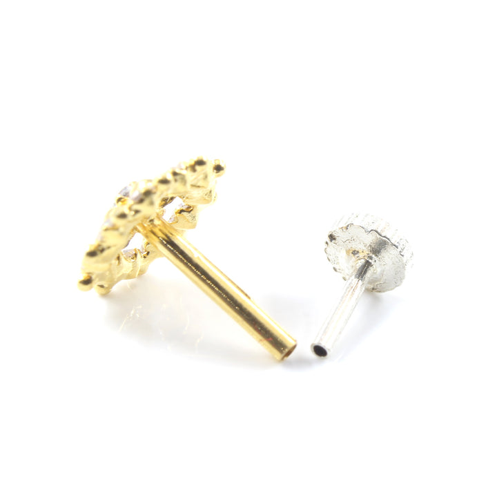 Real Gold Nose stud for women with push pin 