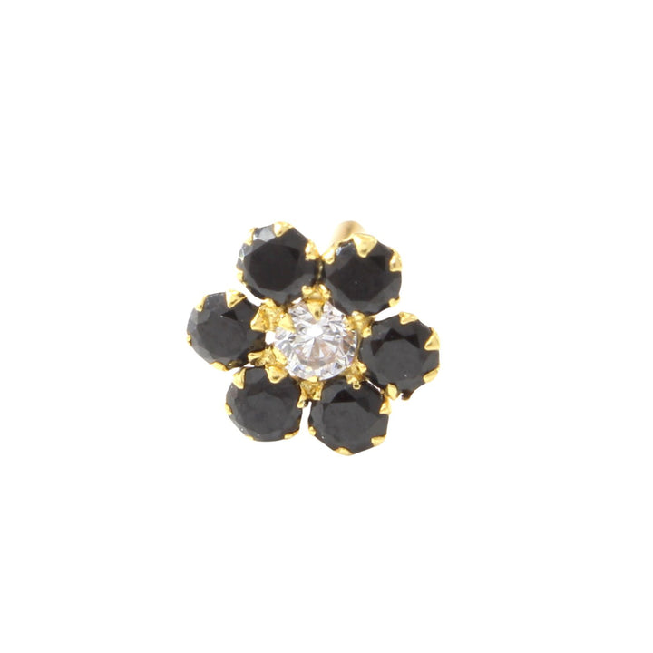 Gold Nose stud with Sparkling white and black stones