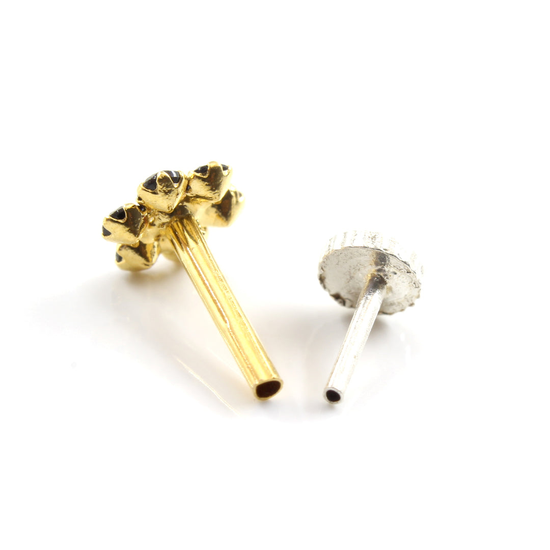 Real Gold Nose stud for women with push pin 