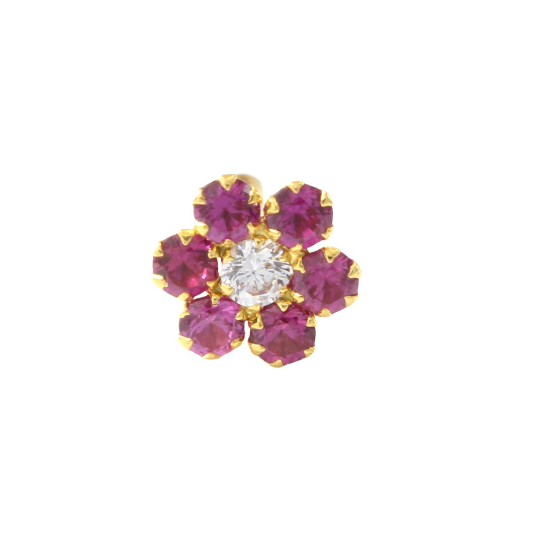 Handmade Flower shape Real Gold Nose stud for women 