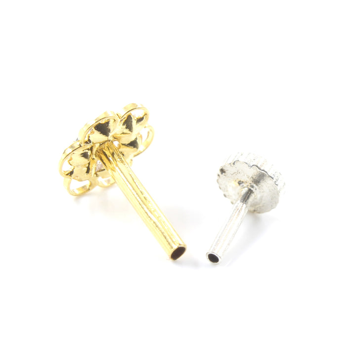 Real Gold Nose pin for women with push pin 