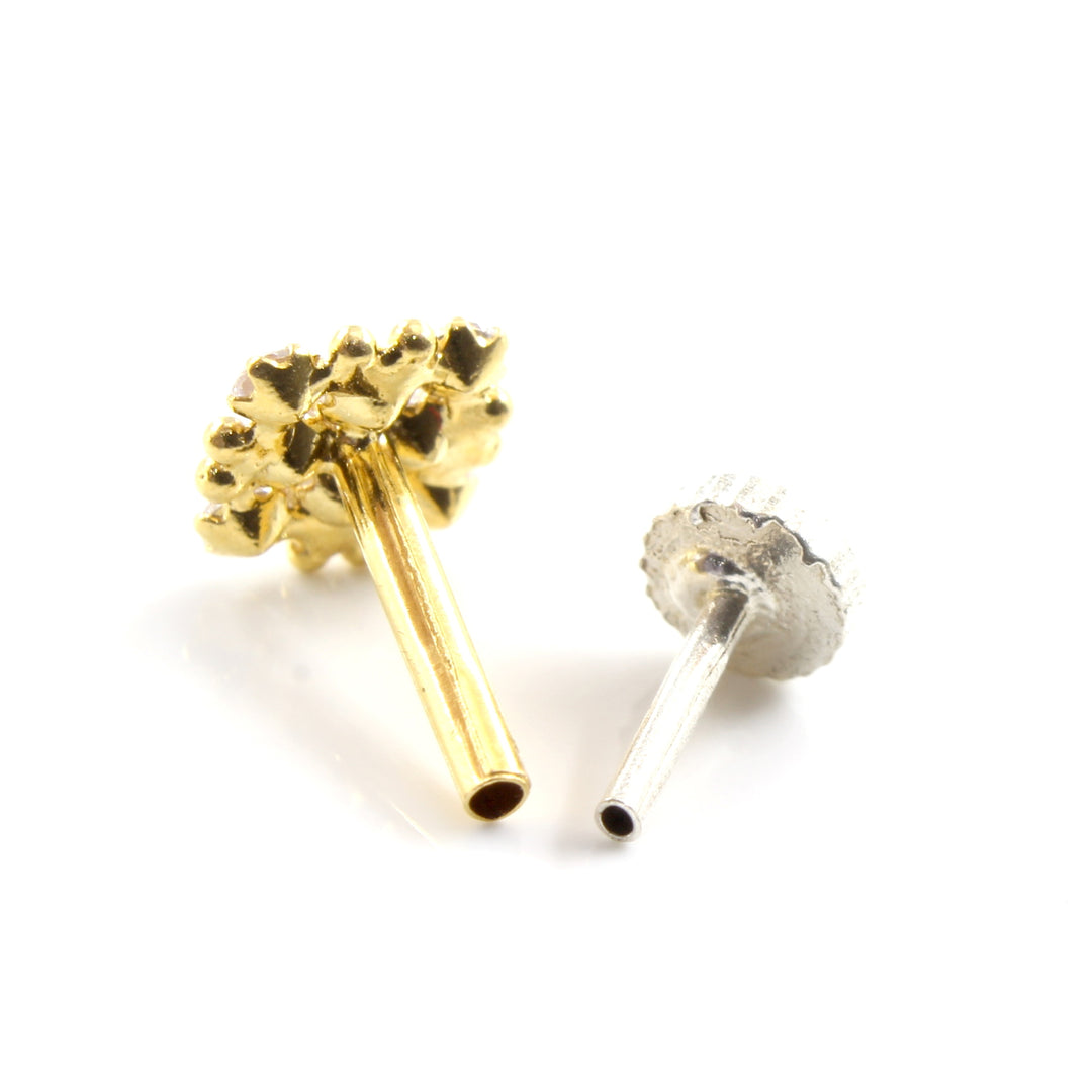 Real Gold Nose pin for women with push pin 