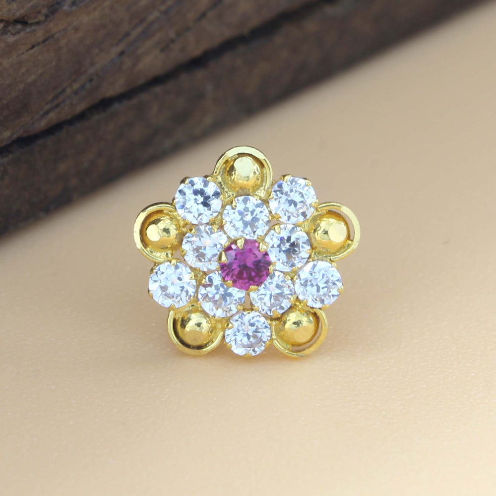  Flower Design Handmade Real Gold Nose pin