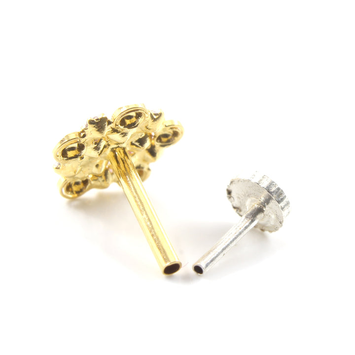 Real Gold Nose pin for women with push pin 