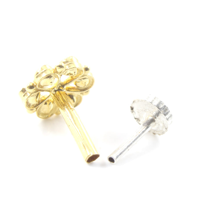 Real Gold Nose pin for women with push pin 