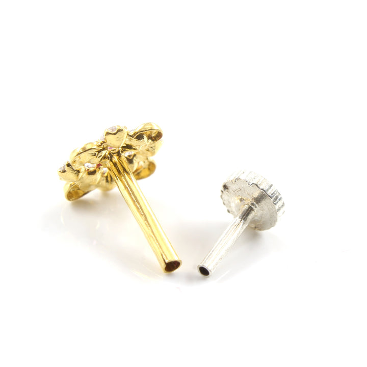 Real Gold Nose pin for women with push pin 