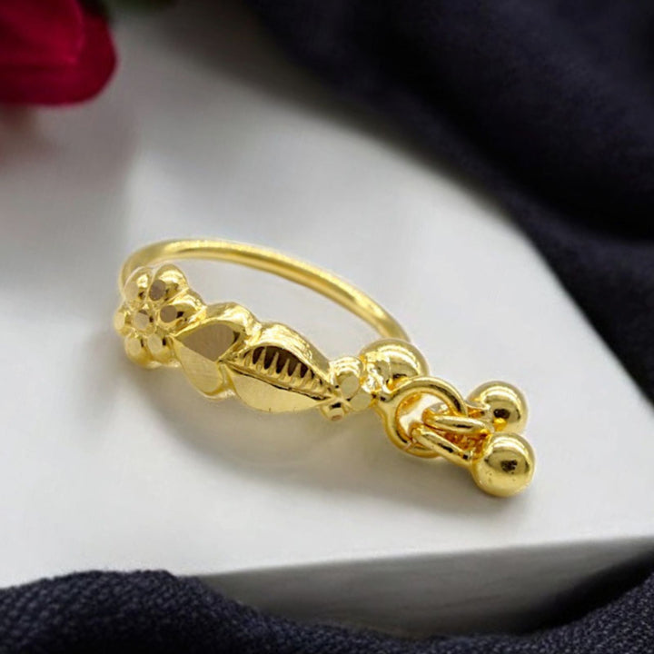 18K Real Gold Nose Ring Flower Design in Dangle style 